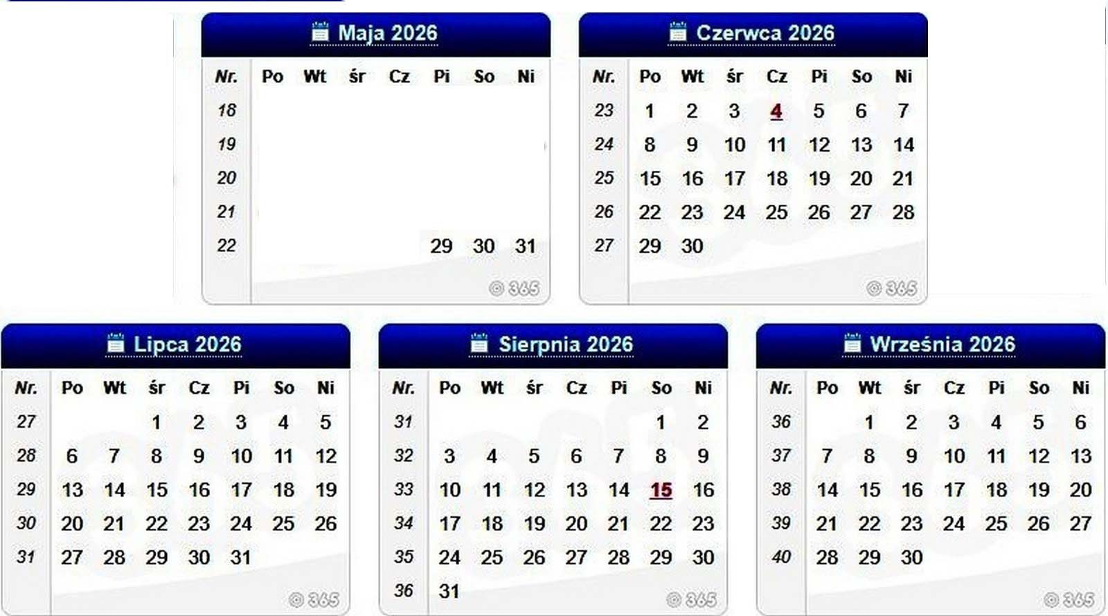 Terminarz apartamentu De Lux